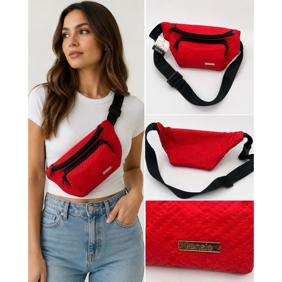 Kensie Handbags - Kensie Red Quilted Belt Bag Fanny Pack Crossbody Waist Bag Adjustable NWT